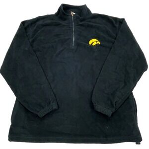 Iowa Hawkeyes Sweater Men Large Black Fleece Pullover Jacket Layer Sweatshirt